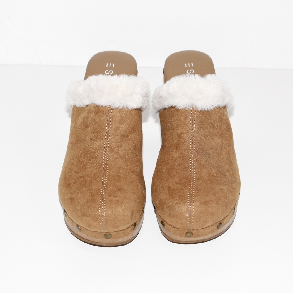 Esprit Wina Faux Fur Suede Camel Tan Clogs - Picture 4 of 7